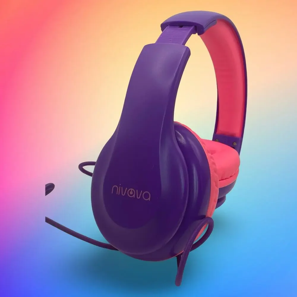 Nivava Gaming Headset with Microphone Purple Pink Stereo Surround Sound PC Xbox